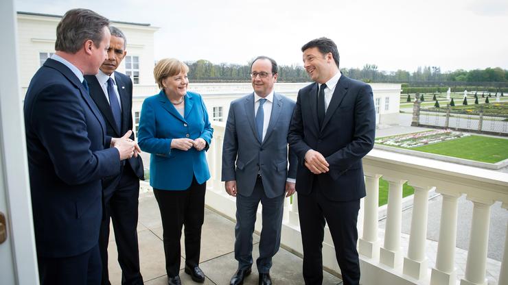David Cameron, Barack Obama, Angela Merkel, Francois Hollande i Matteo Renzi
