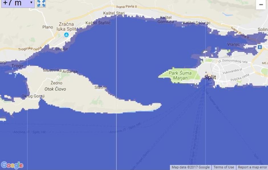Jadran uz otapanje Grenlanda, 7 metara | Author: Google Maps
