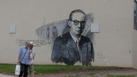 BOSNIA AND HERZEGOVINA / Visegrad / Graffiti of Yugoslav writer Ivo Andrić, Nobel prize winning author in Visegrad. © Jasmin Brutus / Anzenberger