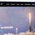 Spacex crew-10 mission launching into cloudy sky from rocket pad.