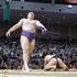 Ukrainian sumo wrestler sekiwake Aonishiki, his real name Danylo Yavhusishyn, beats yokozuna Hoshoryu to win the Emperor's Cup sumo tournament in Fukuoka