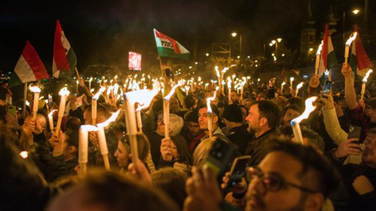Peter Magyar's Tisza party election night in Budapest - 12 Apr 2026