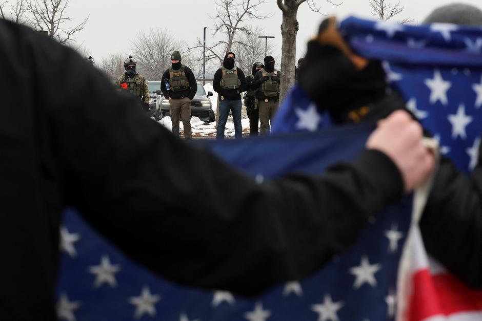 Protest against the fatal shooting of Renee Nicole Good by a U.S. Immigration and Customs Enforcement (ICE) agent, and against increased immigration enforcement across the city, outside the Whipple Building, in Minneapolis | Author: Tyrone Siu
