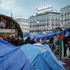 Demonstrators camp in Puerta del Sol square in Madrid