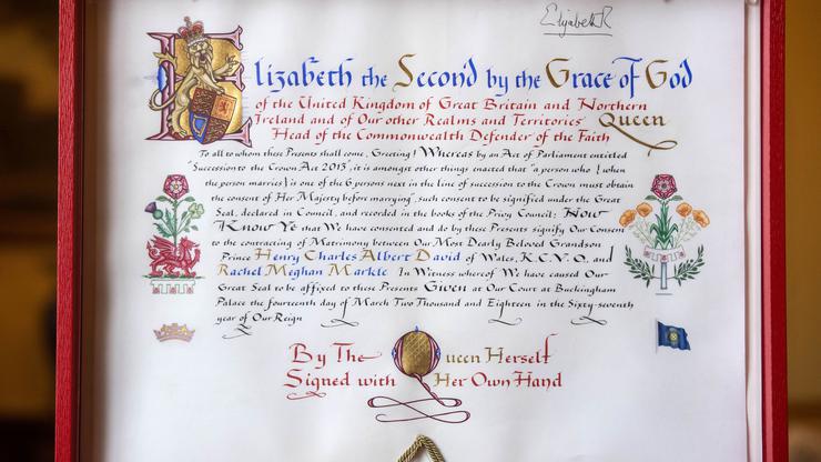 Tekst kraljičinog pristanka za brak Harryja i Meghan
