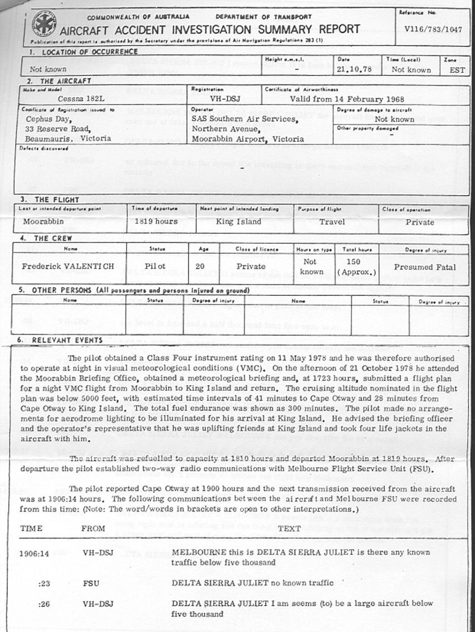 A reference to the Valentich Disappearance, an unexplained aviation event involving Frederick Valentich, whose plane disappeared off the coast of Australia in 1978. | Author: Profimedia