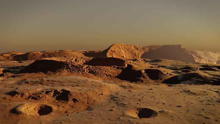 landscape on planet Mars, desert on the red planet