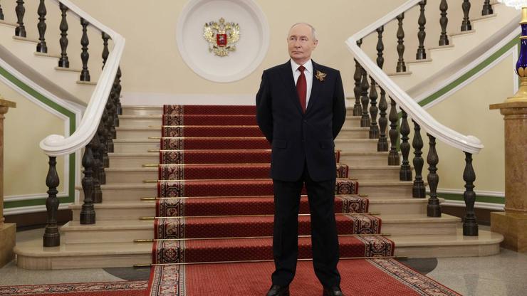 Russian President Vladimir Putin attends the military parade commemorating the 81st anniversary