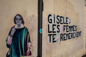 A feminist collage representing Gisele Pelicot in the streets near the courthouse where the Mazan rape trial is taking place in Avignon, France on December, 03, 2024. French prosecutors have demanded that Dominique Pelicot be jailed for 20 years, the maxi