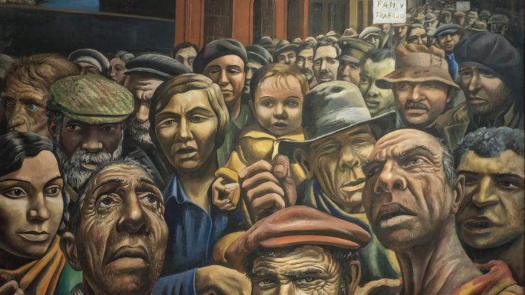 Antonio Berni, Manifestación (Public Demonstration) 1934 egg tempera on burlap painting in MALBA museum Buenos Aires, Argentina