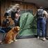 People take shelter inside a metro station during an overnight Russian missile and drone attack, in Kyiv