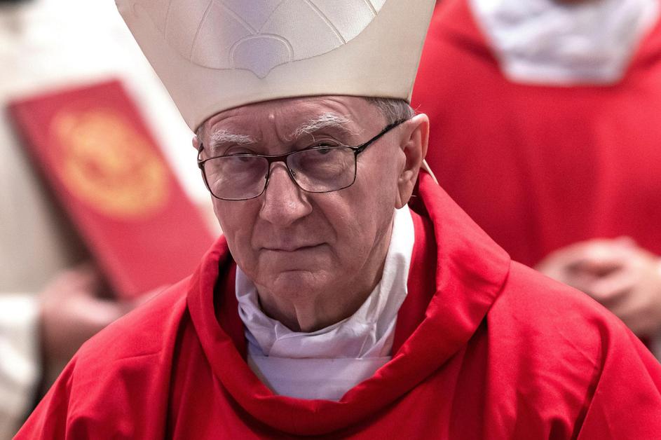 Vatican City, Vatican, 28 April 2025. Cardinal Pietro Parolin attends a mass on the third of nine days of mourning (Novendiali) for late Pope Francis, in St. Peter's Basilica at the Vatican. Maria Grazia Picciarella/Alamy Live News