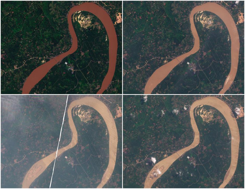 A combination of satellite images shows the water level of the Kapuas River in Sanggau Regency | Author: 2026 PLANET LABS PBC