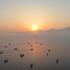 A drone view shows vessels in the Strait of Hormuz, as seen from Musandam
