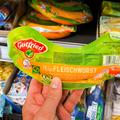 Bavaria, Germany - August 12, 2024: Vegetarian meat sausage from Gutried, a plant-based alternative to conventional saus