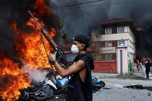 Protest against Monday's killing of 19 people after anti-corruption protests, in Kathmandu