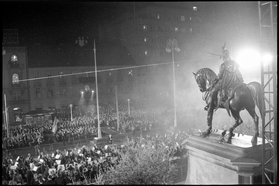 Zagreb: Svečano otkrivanje spomenika banu Josipu Jelačiću na istoimenom trgu, 15. listopada 1990. | Autor: Josip Bistrović/PIXSELL