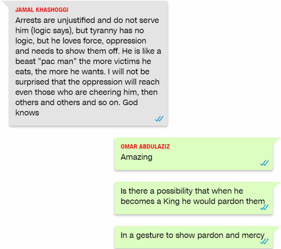 Poruke koje je Jamal Khashoggi izmjenjivao s Omarom Abdulazizom preko WhatsAppa | Author: 