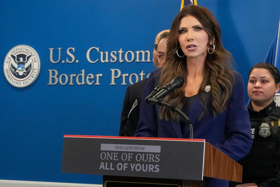 U.S. Homeland Security Secretary Kristi Noem speaks during a press conference, in New York City | Author: David Dee Delgado