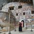 Maçka, Turkey - July 26, 2024: People visiting Sumela Monastery, a Greek Orthodox monastery in Maçka, Turkey.