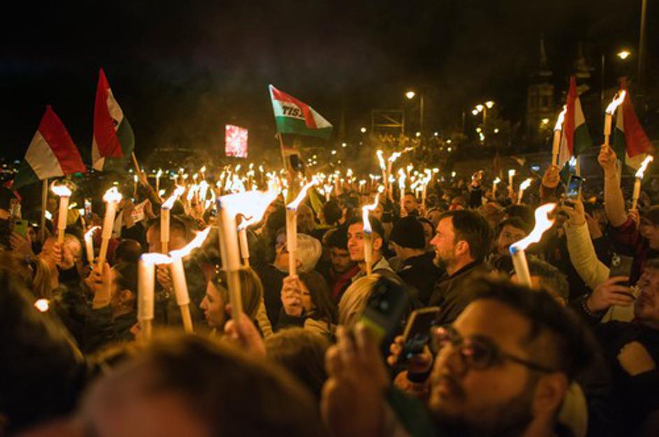 Peter Magyar's Tisza party election night in Budapest - 12 Apr 2026