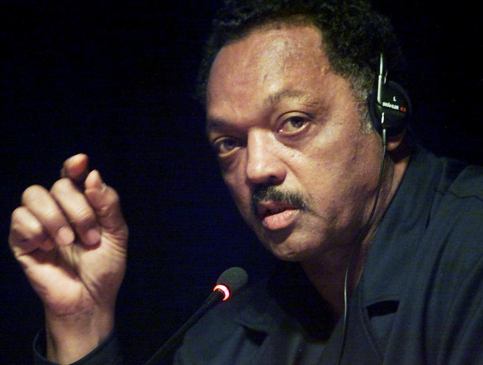 FILE PHOTO: Reverend Jesse Jackson addresses the World Conference Against Racism inDurban.