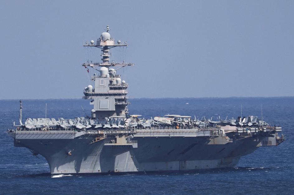 FILE PHOTO: USS Gerald R. Ford aircraft carrier arrives at Souda Bay on the island of Crete