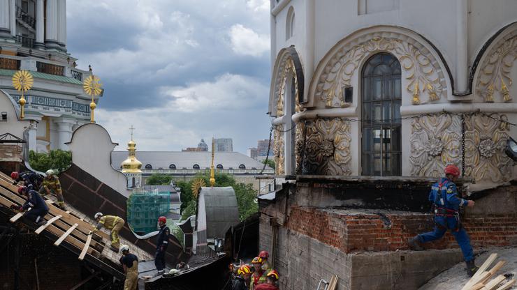 UKRAINE Russian Drone and Missile Attack Damages Kyiv-Pechersk Lavra in Kyiv