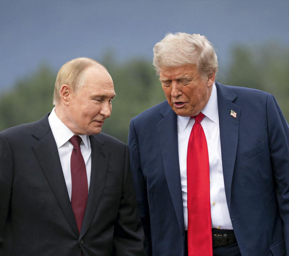 President Vladimir Putin and President Donald Trump at a bilateral meeting at Joint Base Elmendorf-Richardson, Anchorage, Alaska in August  2025