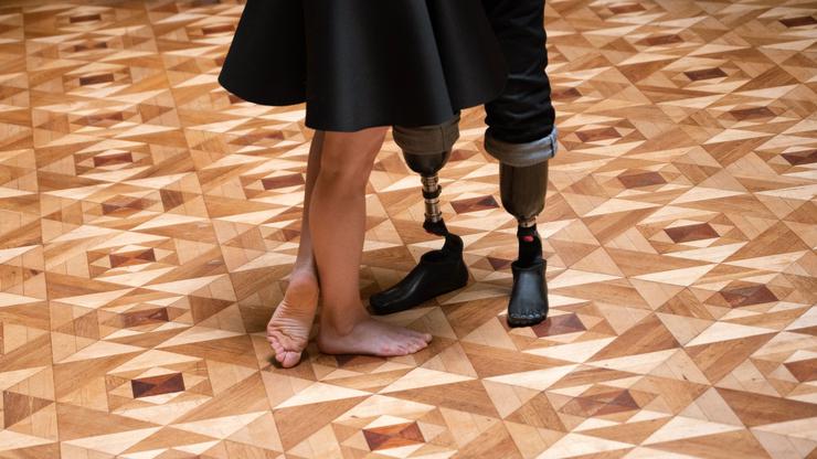 Ukrainian veteran dances on prosthetic legs with his wife for first time in Lviv, Ukraine - 04 Jun 2025