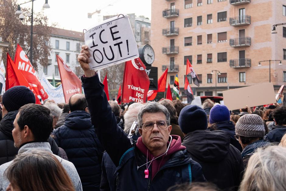 Demonstration Against The Presence Of ICE At The XXV Winter Olympic Games, Cortina D'Ampezzo, Italy - 31 Jan 2026 | Author: 