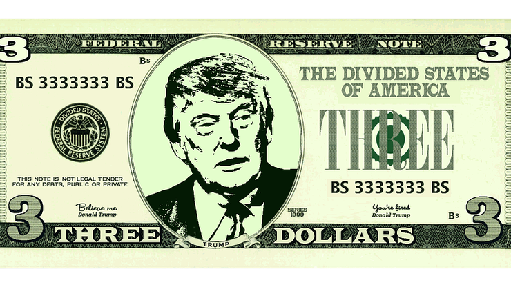 Donald Trump, novčanica od tri dolara