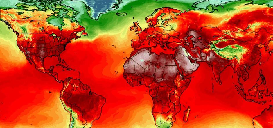 Karta svijeta s ekstremnim temperaturama, srpanj 2018. | Author: University of Maine Climate Reanalyzer