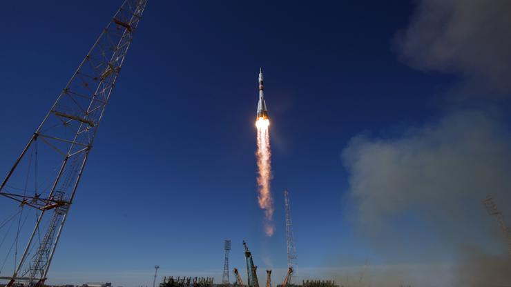 Lansiranje rakete Soyuz sa astronautima Nickom Hagueom i Aleksej Ovčininom