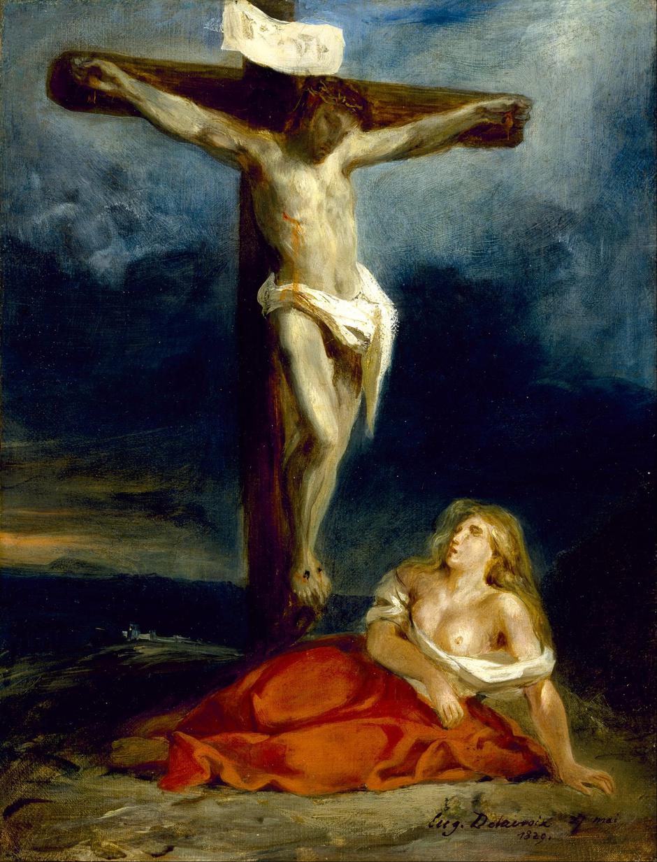 Marija Magdalena pod razapetim Isusom, Eugène Delacroix | Author: public domain