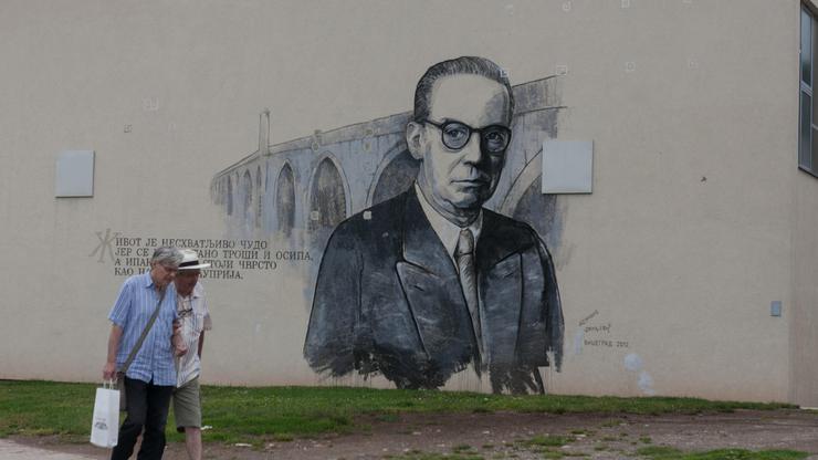 BOSNIA AND HERZEGOVINA / Visegrad / Graffiti of Yugoslav writer Ivo Andrić, Nobel prize winning author in Visegrad. © Jasmin Brutus / Anzenberger
