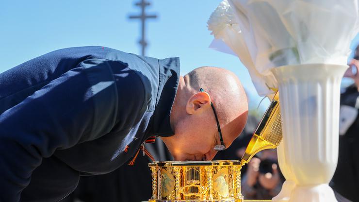 Grand Prince Dmitry Donskoy's relics in Donetsk People's Republic, Russia