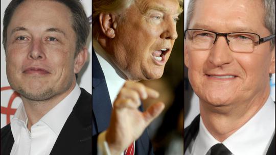 Elon Musk, Donald Trump i Tim Cook