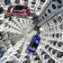 Volkswagen Golf cars are loaded in a delivery tower at the companies headquarter in Wolfsburg, March14, 2017. VW Golfs in einem Auslieferungsturm in W