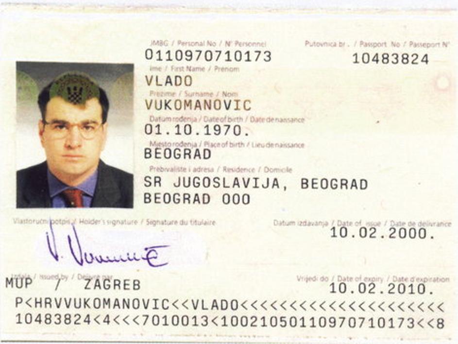 Hrvatska putovnica Milarada Ulemeka
