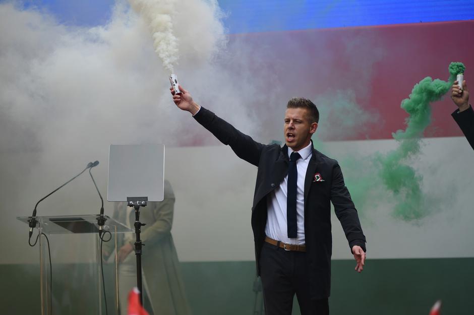 Protestors Gather In Budapest On The Anniversary Of The 1848/49 Hungarian Revolution - Peter Magyar | Author: Balint Szentgallay