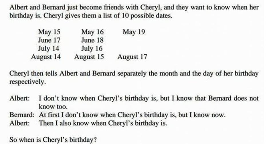 Zagonetka - Kad je Cherylin rođendan | Author: Twitter/ Die Welt