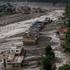 A drove view of damaged properties following a flash flood at Trishuli, Nepal