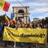 Supporters of Moldova's pro-European Party of Action and Solidarity (PAS) hold a rally in Chisinau