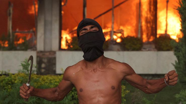 Protest against Monday's killing of 19 people after anti-corruption protests, in Kathmandu