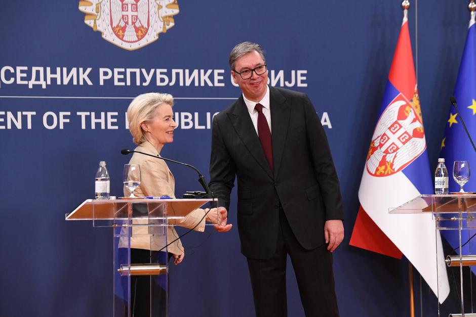 Izjave za medije predsjednika Republike Srbije Aleksandra Vučića i predsjednice Europske komisije Ursule von der Leyen | Author: L.L.