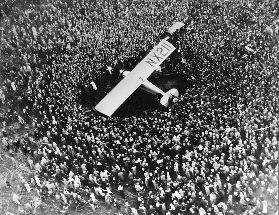Charles Lindbergh arrived at Croydon Field, Surrey, England, 29 May 1927