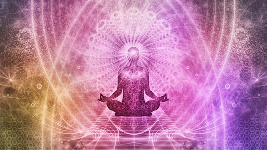 Ilustracija meditacije i otvaranja uma - fotomontaža