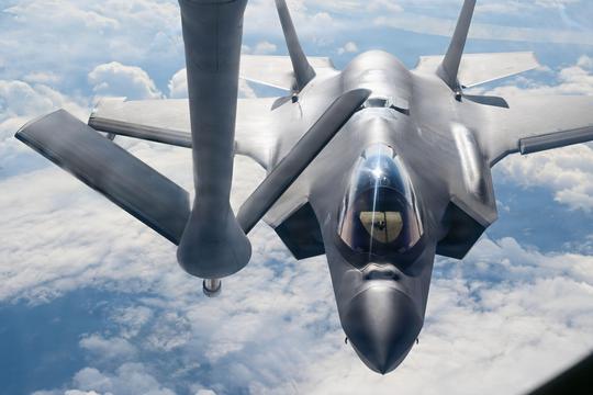 A U.S. Air Force F-35 Lightning II flies in support of Operation TUNDRA MERLIN at Eielson Air Force Base, Alaska, Aug. 6, 2026. The operation integrat