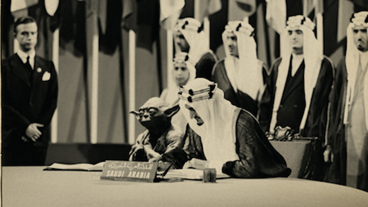 Montaža: Yoda i saudijski kralj Faisal 1945. u UN-u